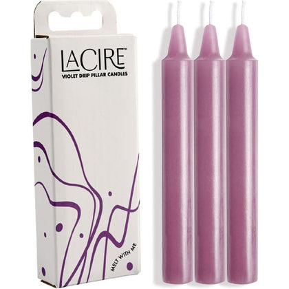 LaCire Drip Pillar Candles - Violet: Sensual Wax Play Set for Couples - Model X1 - Non-Staining, Handmade Paraffin Wax Candles - Purple - Adult Naughty Store