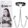 Sex & Mischief Amor Collar with Nipple Clamps - Adjustable Tension BDSM Nipple Play Toy for Couples - Model AMR-NC001 - Unisex - Enhances Nipple Stimulation - Black