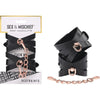 Sex & Mischief Brat Handcuffs - Elegant Rose Gold and Black Corset-Style Restraints for a Sensual Experience - Adult Naughty Store