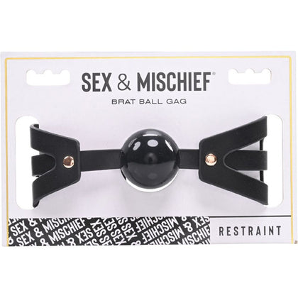 Sex & Mischief Brat Ball Gag - Adjustable Mouth Restraint for Submissive Play - Model X123 - Unisex - Rose Gold and Black