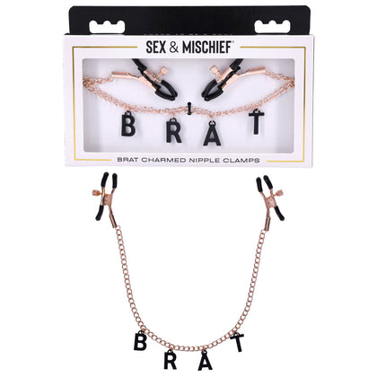 Sex & Mischief Brat Charmed Nipple Clamps: SC-001 Dual Sided Adjustable Nipple Clamps for Women - Rose Gold Pleasure - Adult Naughty Store