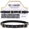 Sex & Mischief X5 Luxurious Faux Leather Double Buckle Day Collar - Unisex Neck Restraint for Sensual Stimulation - Black