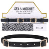 Sex & Mischief X5 Luxurious Faux Leather Double Buckle Day Collar - Unisex Neck Restraint for Sensual Stimulation - Black - Adult Naughty Store