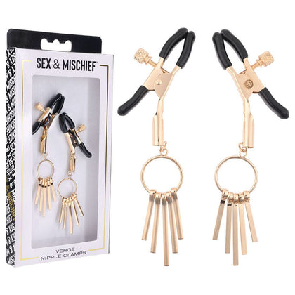 Sex & Mischief Verge Gold Nipple Clamps VGC-2021: Unisex Erogenous Zone Pleasure Enhancer in Luxurious Gold - Adult Naughty Store