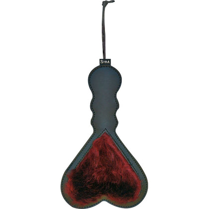 Sex & Mischief Enchanted Heart Paddle - Dual Sided Vegan Faux Fur and Faux Leather BDSM Accessory for Intimate Sensations - Model EMHP-26 - Red/Black - Adult Naughty Store