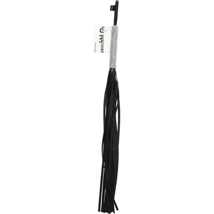 Sex & Mischief Sparkle Flogger - Black Vegan Leather Whip for Sensual Impact Play - Model SM-78B - Unisex - Enhanced Pleasure - Sparkling Black - Adult Naughty Store