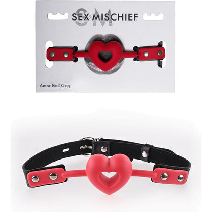Sex & Mischief Amor Ball Gag - Breathable Heart-Shaped Red/Black Mouth Restraint for BDSM Beginners