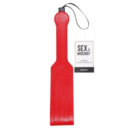 Introducing the Sex & Mischief Amor Loop Paddle Model 36.2R Unisex Impact Play Tool for Bottom Pleasure in Passionate Red - Adult Naughty Store