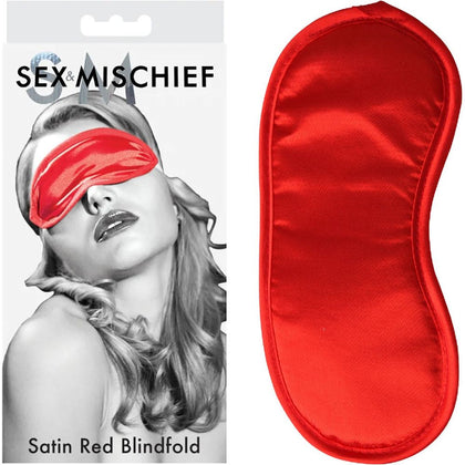 Sex & Mischief Satin Blindfold Red - Luxurious Double-Layered Satin Blindfold for Enhanced Sensory Deprivation and Intense Pleasure - Model SM-101 - Unisex - Perfect for Heightened Sensations - Red