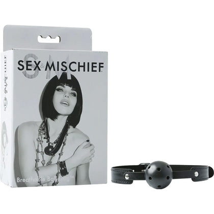 Sex & Mischief Breathable Ball Gag - Black Mouth Restraint for Beginners - Model BMG-001 - Unisex - Sensual Oral Pleasure - Black