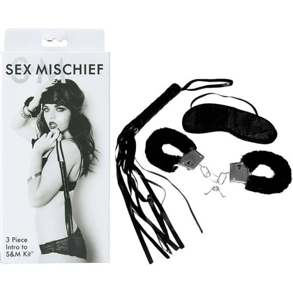 Sex & Mischief S&M Kit: Beginner Bondage Set - Model 3PBB-01 - Unisex - Explore Power Dynamics and Trust for New Heights of Pleasure - Black - Adult Naughty Store