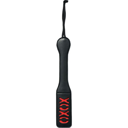 Sex & Mischief XOXO Paddle - Black Vinyl Spanking Toy for Couples, Model XOXO-30, Unisex, Sensual Impact Play, Red and Black Design - Adult Naughty Store