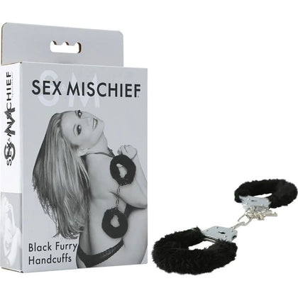 Sex & Mischief Furry Handcuffs - Black - Adult Naughty Store