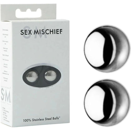 Sex & Mischief Stainless Steel Ben Wa Balls - Model X1 - Women's Kegel Exercise Toy for Enhanced Pleasure - Silver