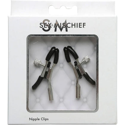 Sex & Mischief Nipple Clips - Painful Pleasure for Sensual Nipple Stimulation - Model NM-2 - Unisex - Intensify Arousal with Exquisite Silver and Black Nipple Clamps - Adult Naughty Store