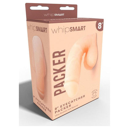 WhipSmart 8'' Eyecatcher Packer - Realistic Soft Packer for Enhanced Pleasure - Model X8EP-001 - Unisex - Anal and Vaginal Stimulation - Deep Midnight Black