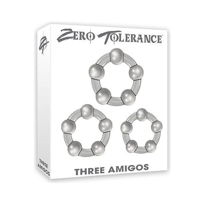 Zero Tolerance Three Amigos Triple Beaded Cock Rings for Longer Lasting, Harder Erections - Male Pleasure Enhancement - Set of 3 - Black