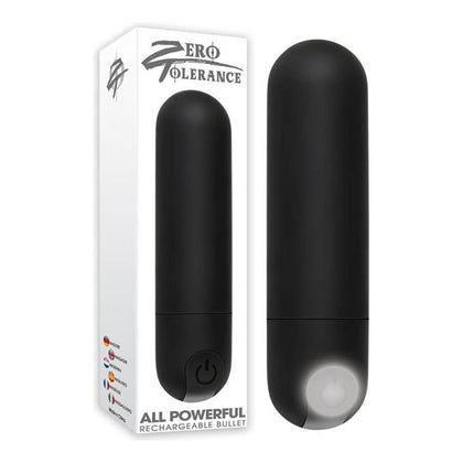 Zero Tolerance All Powerful Rechargeable Bullet Vibrator - Model ZT-APRB01 - For Men and Women - Intense Pleasure for Any Erogenous Zone - Sleek Black