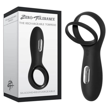 Zero Tolerance Rechargeable Torpedo Cock Ring with Dual Ball Cradle - Powerful Vibrating Penis Ring for Couples - 10 Function Motor - Pleasure Enhancer for Him and Her - Black