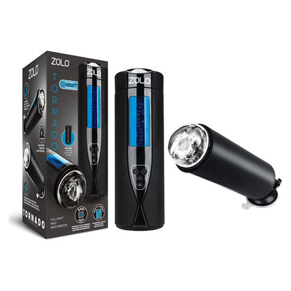 Introducing the ZOLO Tornado USB Rechargeable Full Shaft Male Masturbator - Model T1 - For Unparalleled Pleasure in Transparent Black - Adult Naughty Store