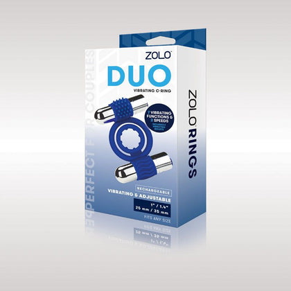 Zolo Rechargeable Duo Vibrating C-Ring - Powerful Dual Stimulation Cock Ring for Couples - Model X1 - Male and Female Pleasure - Intense Vibrations - Midnight Black - Adult Naughty Store