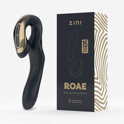 Roae R-200 Triple-Stimulation Vibrator Model for Women - Black/Gold - Adult Naughty Store